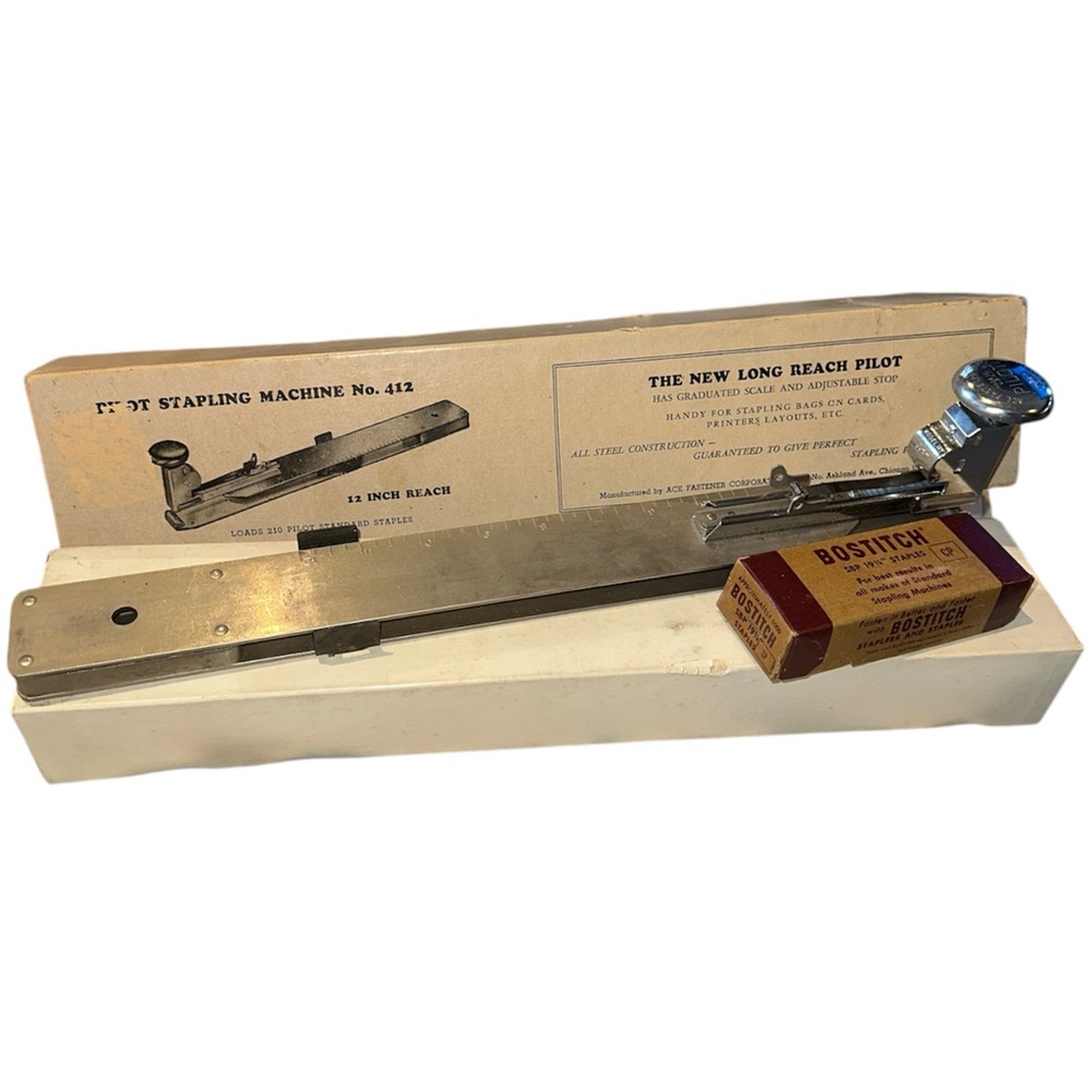 Vintage Long Reach PILOT Stapler In Original Box